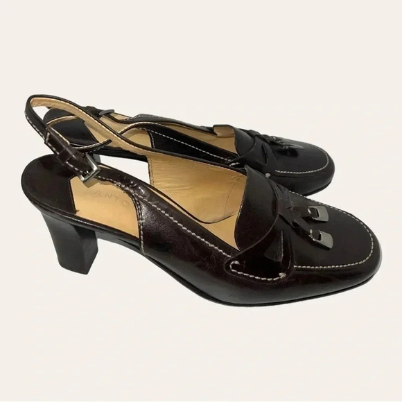 ANTONIO MELANI‎ CLOSED TOE HEELS BLOCKED HEEL STRAP AROUND ANKLE SIZE 6.5 - Picture 9 of 12